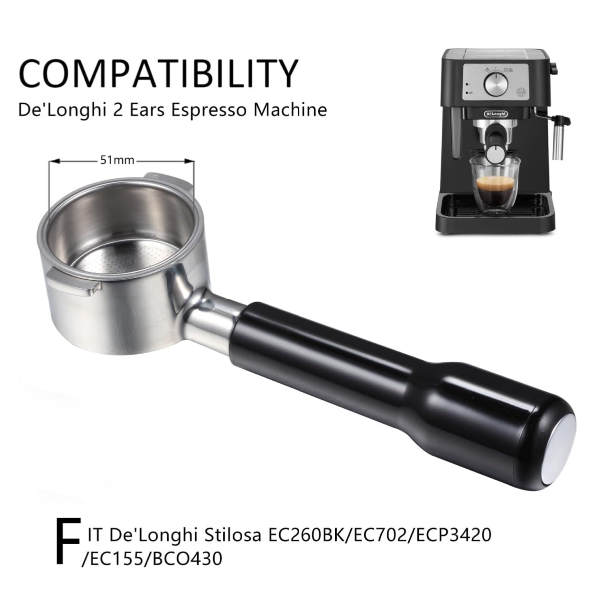 Бездонный портафильтр 51 мм, 2 – обзор и цена Delonghi Espresso Ecp3420
