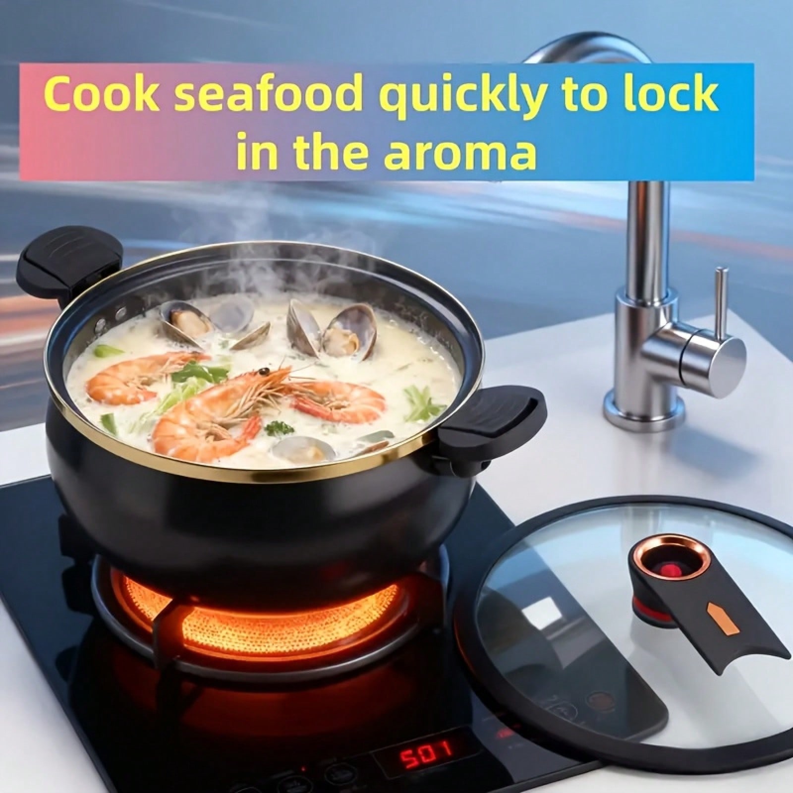 Большая кастрюля с антипригарн – обзор и цена Home Cooking Fast Foods